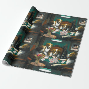 Cadeau Chiens jouant le papier d'emballage