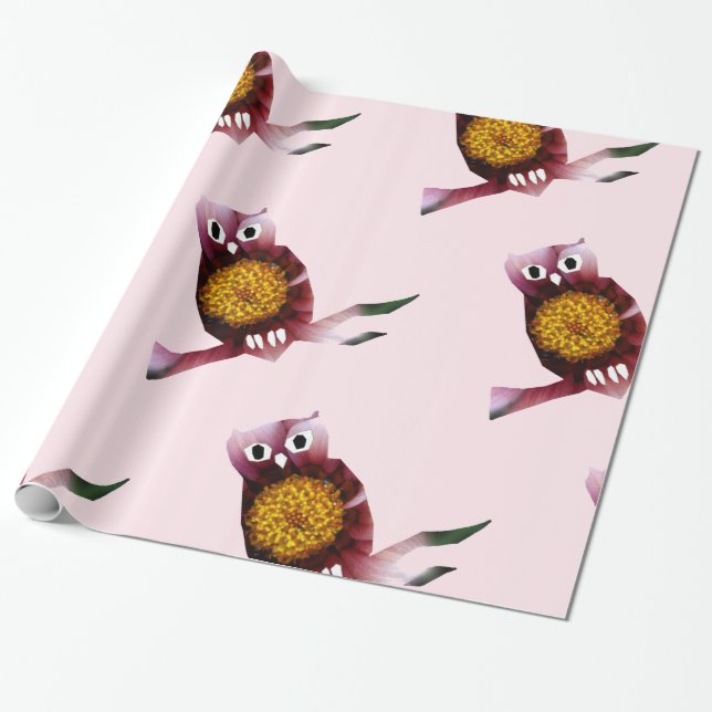 Cadeau Chouette, Oiseau de Chouette Papier d'habillage d' (Déroulé)