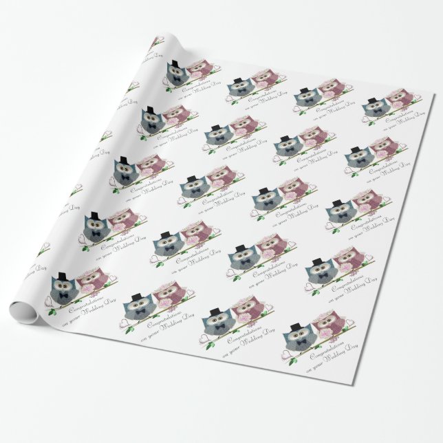 Cadeau Chouettes Mariages mignonnes Félicitations Papier  (Déroulé)