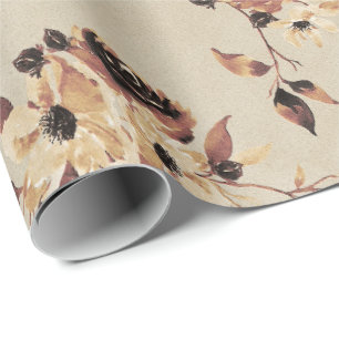 Cadeau Chute Brown papier d'enveloppement floral