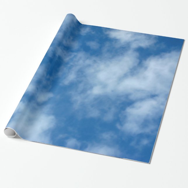 Cadeau Ciel bleu avec nuages Papier d'enveloppement photo (Déroulé)