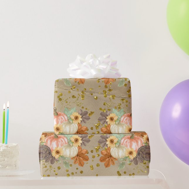 Cadeau Citrouilles De Glitterie Orange Sur Papier De Crin (Cadeaux de fête)