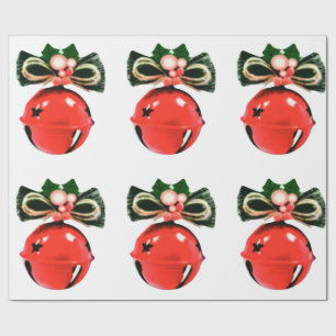 Cadeau Cloches, Holly Et Bows Enveloppant Du Papier
