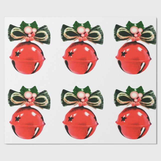 Cadeau Cloches, Holly Et Bows Enveloppant Du Papier (Plat)