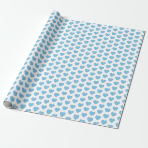 Cadeau Coeurs, bleu-clair sur le papier d'emballage blanc