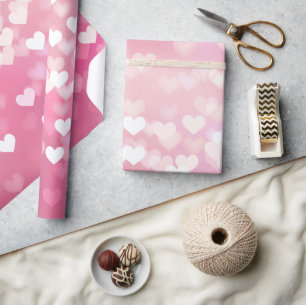 Cadeau Coeurs d'amour rose enveloppant papier