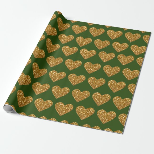 Cadeau Coeurs de parties scintillant d'or papier d'envelo (Déroulé)