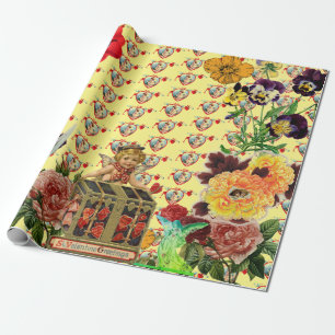 CADEAU COEURS ET FLEURS PAPIER À ENTREPOSAGE