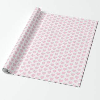 Cadeau Coeurs, rose clair sur papier d'enveloppement blan