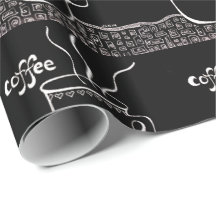 Coffee Cup Art en papier d'enveloppement noir et b