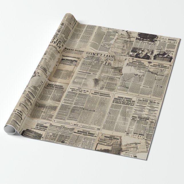 Cadeau Collage de papier journal vintage rustique (Déroulé)