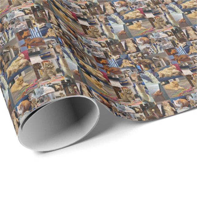 Cadeau Collage photo Kitten, Papier à envelopper (Coin rond)