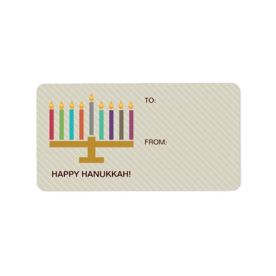 Cadeau coloré de Menorah Hanoukka Étiquette D'adresse