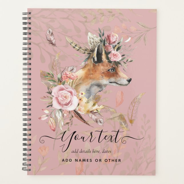Cadeau commémoratif personnalisé Boho Fox plumes (Devant)