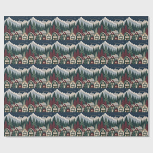 Cadeau Conception de Noël, village d'hiver en papier déco