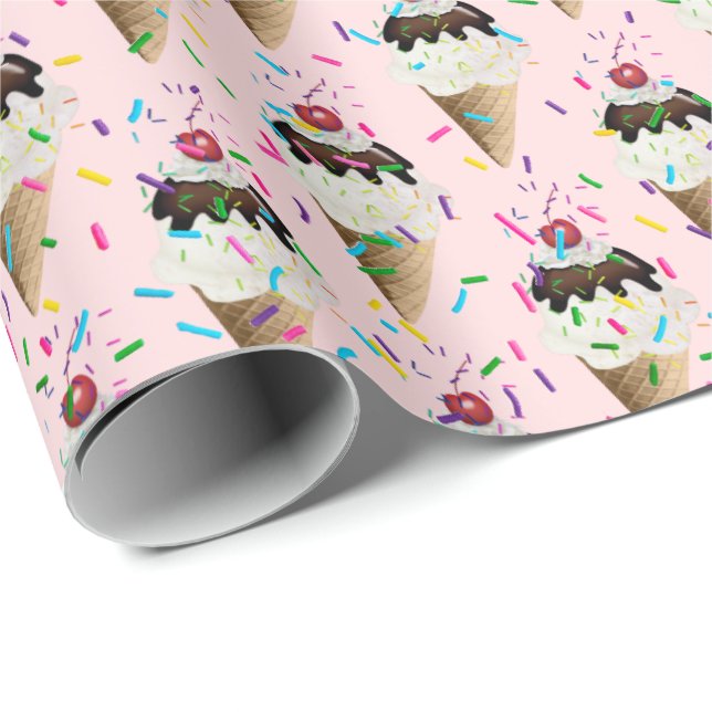 Cadeau Cones De Crème De Glace Et Papier D'Enveloppement (Coin rond)