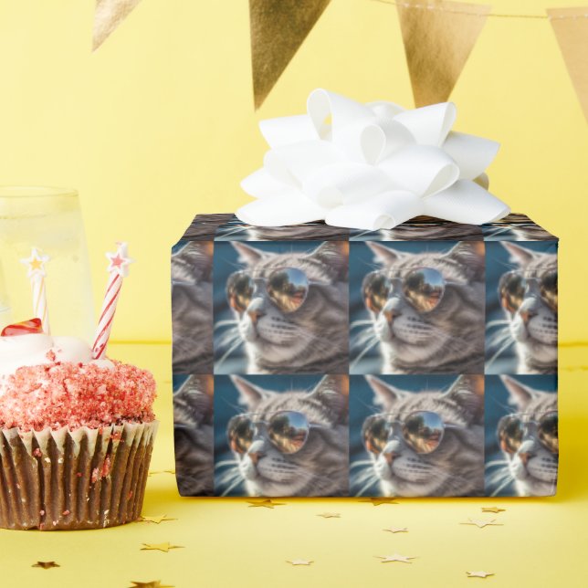 CADEAU COOL CHAT LUNETTES DE SOLEIL PAPIER D'ANNIVERSAIRE (Fête d'anniversaire)