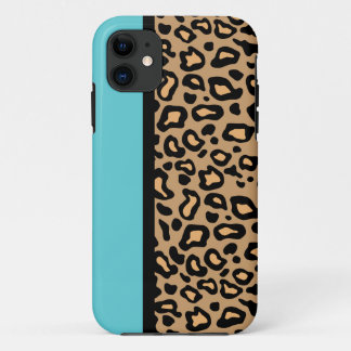 Cadeau coque iphone Empreinte de léopard Turquoise
