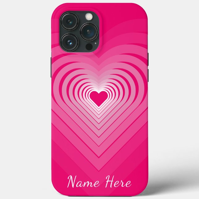 Cadeau coque iphone rose avec Coeurs Nom personnal (Verso)
