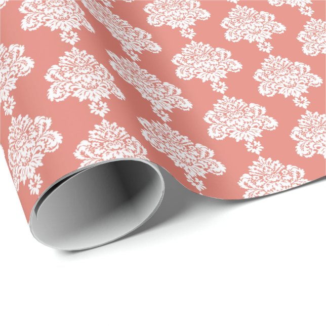 Cadeau Corail chaud | Papier blanc à enveloppement de Dam (Coin rond)