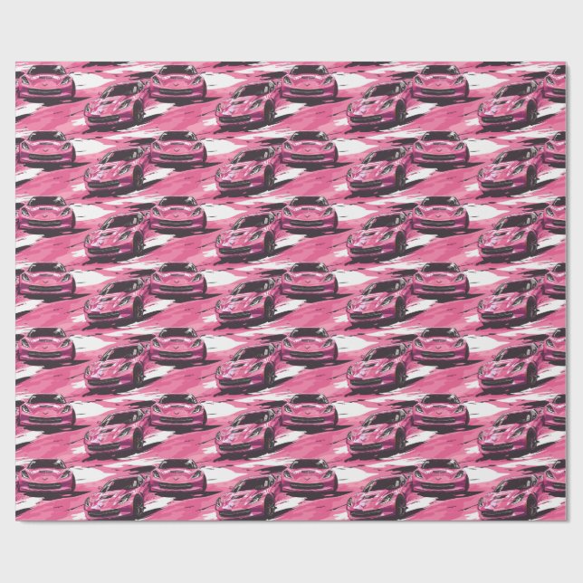 Cadeau Corvette C7 Papier à enveloppement rose (Plat)