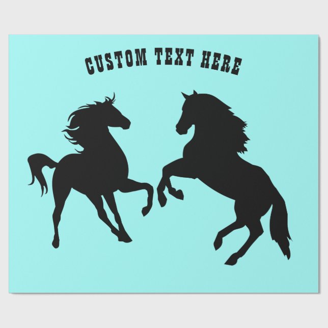 Cadeau Couple Horse Wrapper Papier Texte et couleurs pers (Plat)