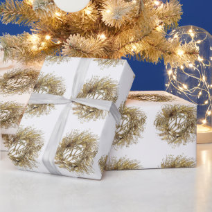 Cadeau Couronne d'or Joyeux papier d'enveloppement de Noë