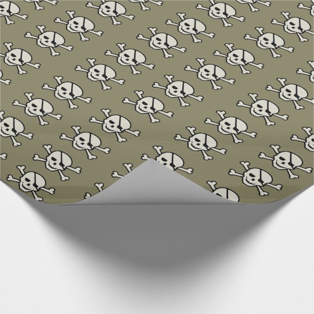 Cadeau Crâne - Papier brillant gris, 30" x 15" (Coin)
