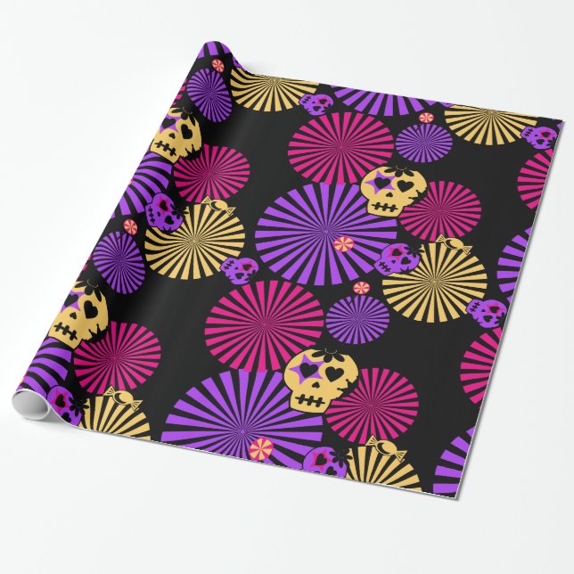 Cadeau Crânes de fête enveloppant du papier (Déroulé)