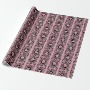 Cadeau Crânes noir Cameo Damask sur papier d'enveloppemen