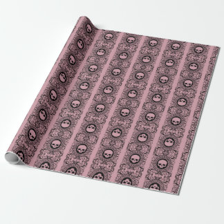 Cadeau Crânes noir Cameo Damask sur papier d'enveloppemen