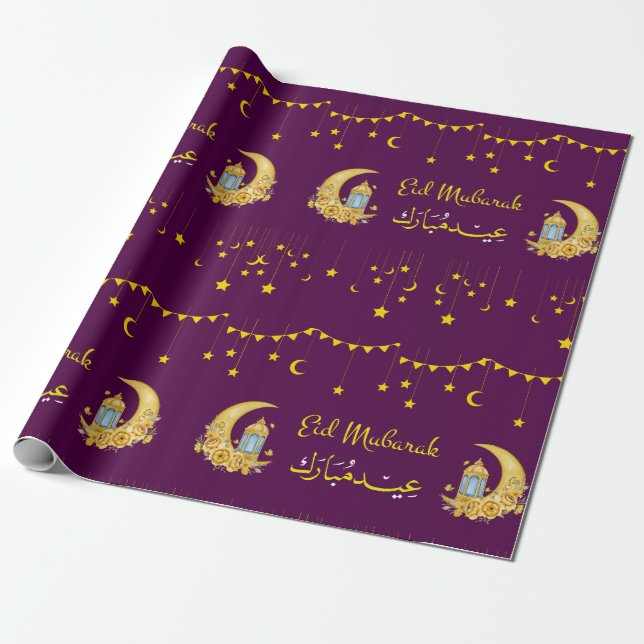 Cadeau Cresent de l'Aïd Moubarak Lune papier d'enveloppem (Déroulé)
