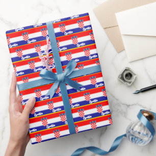 Cadeau Croatie Papier à envelopper, Drapeau croate patrio