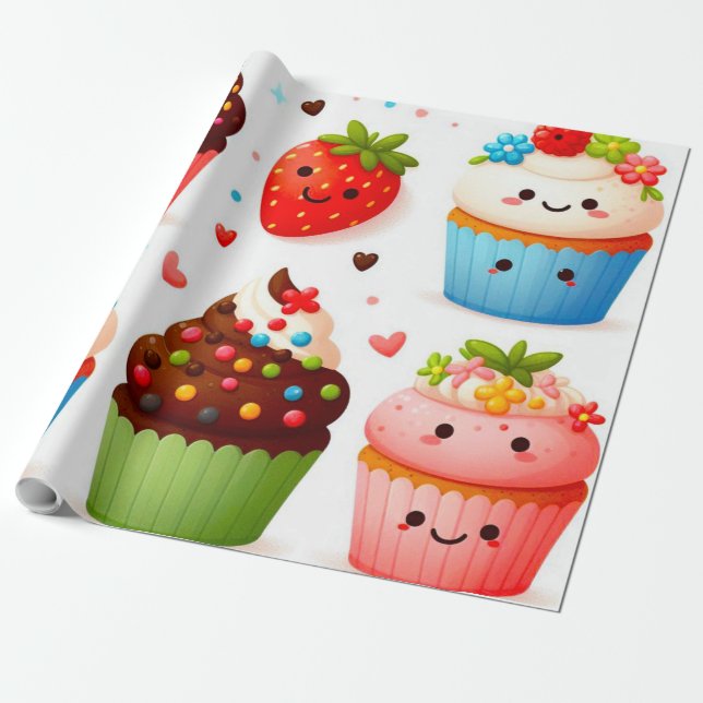 Cadeau Cupcakes Papier à écrêter (Déroulé)