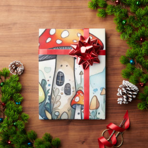 Cadeau Cute champignons cottage coeur motif papier d'enve