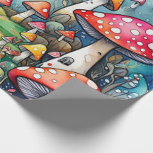 Cute champignons cottage coeur motif papier d'enve