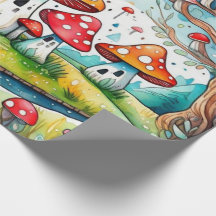Cute champignons cottage coeur motif papier d'enve