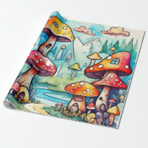 Cute champignons cottage coeur motif papier d'enve