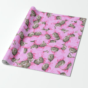 Cadeau Cute Chat dans un papier Motif Casquette rose