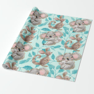 Cadeau Cute Koala, Kangaroo Bébé papier d'enveloppement v