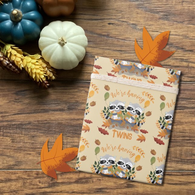 Cadeau Cute Raccoons Twins New Baby Wrapping Papier (Créateur téléchargé)