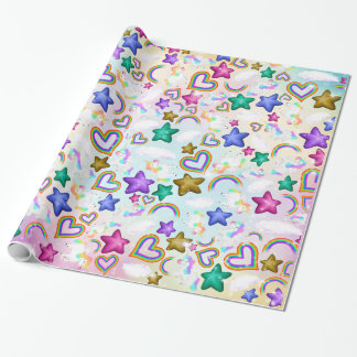 Cadeau Cute Rainbow Unicorn Pastel Papier à enveloppement