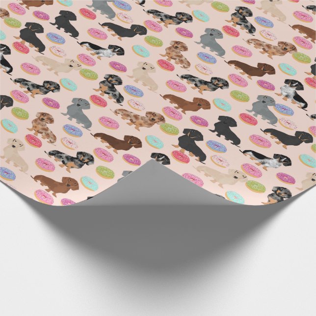 Cadeau Dachshund donuts enveloppant du papier (Coin)