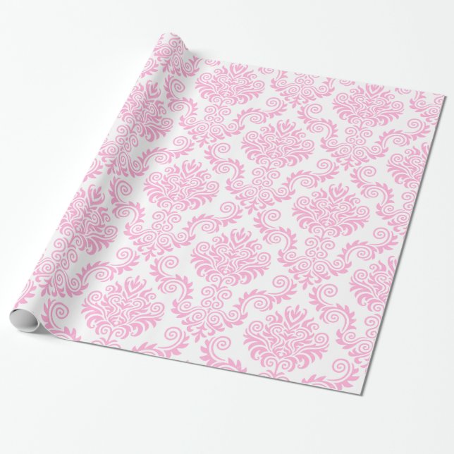 Cadeau Damas blanc et rose| Papier à envelopper (Déroulé)