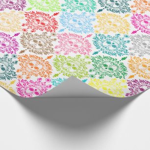 Cadeau Damassé morte - papier d'emballage de crânes chi