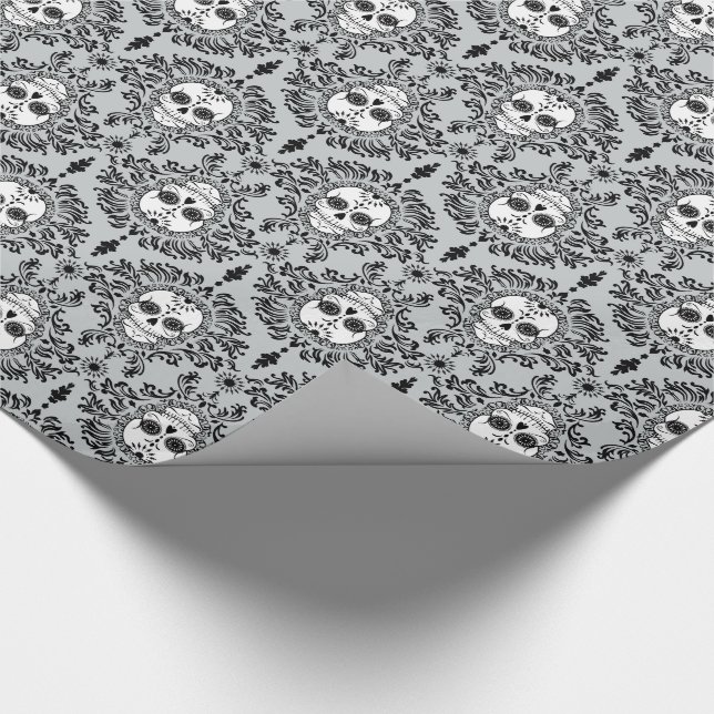 Cadeau Damassé morte - papier d'emballage de crânes chics (Coin)