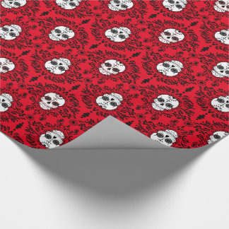 Cadeau Damassé morte - papier d'emballage de crânes chics