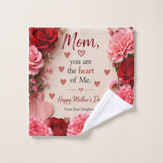 CADEAU D'AMOUR POUR LA FÊTE DES MÈRES  (Gant de toilette)