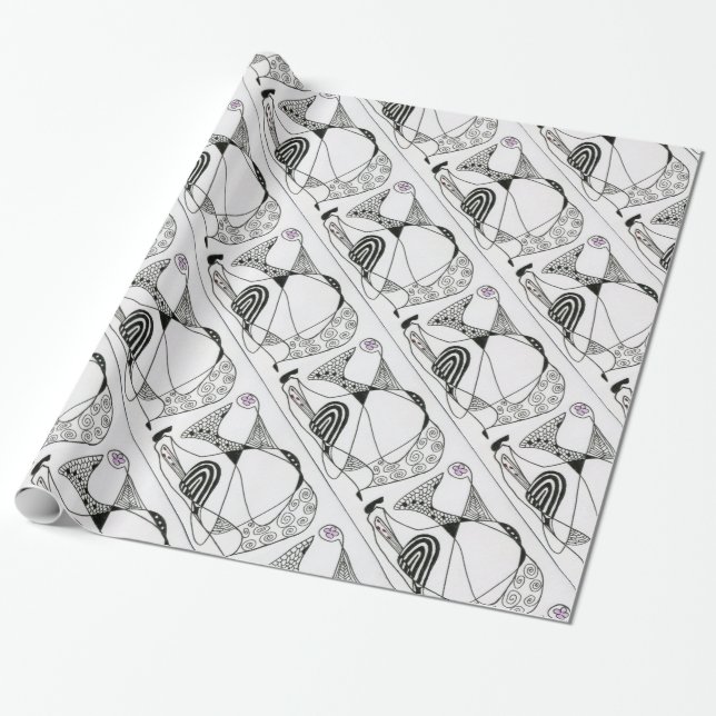 Cadeau "Dancing Hen" Abstract Design Papier à envelopper (Déroulé)