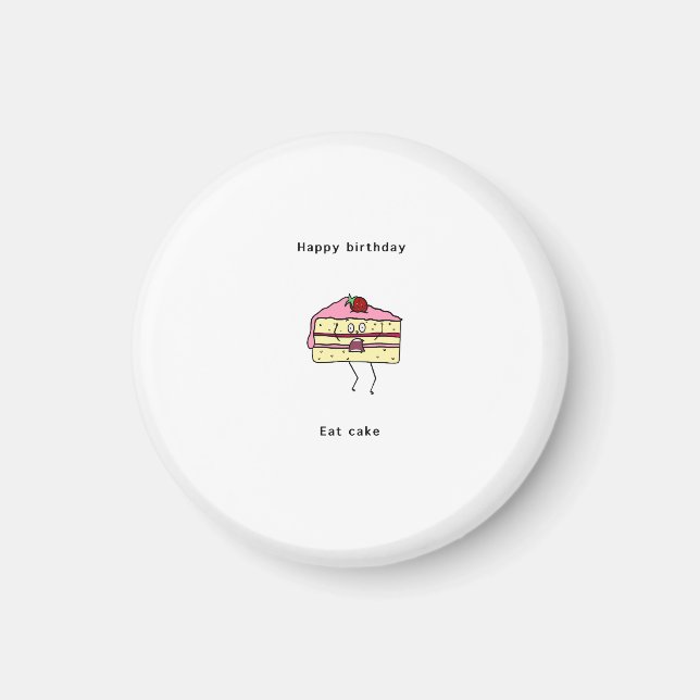 Cadeau d'anniversaire, manger du gâteau, aimant gâ (Devant)